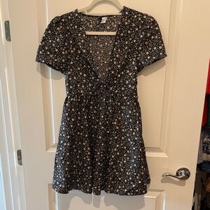 Divided H&M Floral Black Mini Dress Size XS